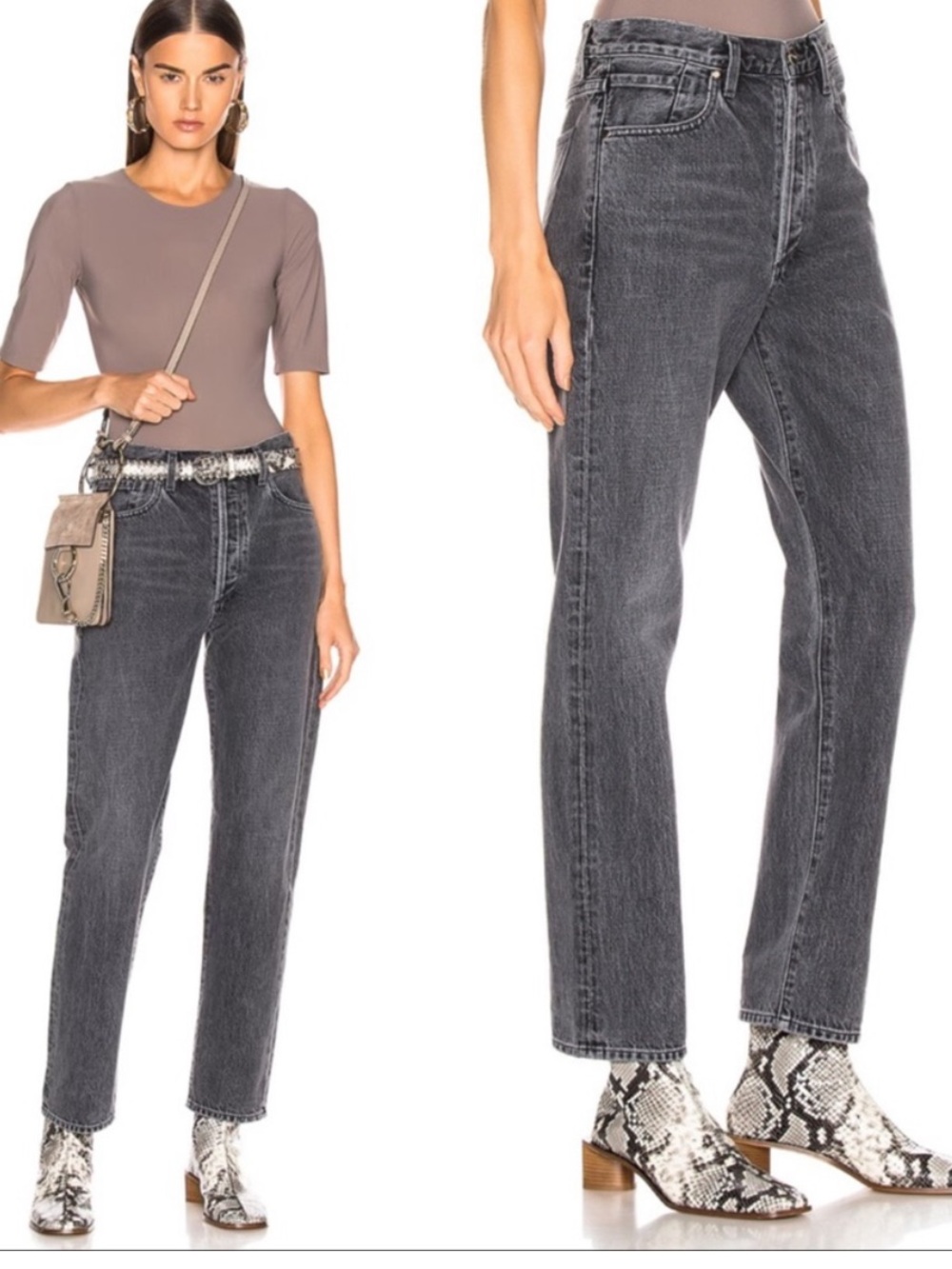 NWT GOLDSIGN Benefit High Rise Relaxed Straight Farrow Cotton Jeans Size 23